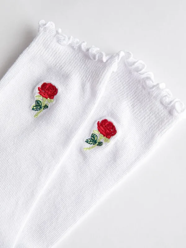 Ricki's Socks*Rose Embroidered Crew Socks