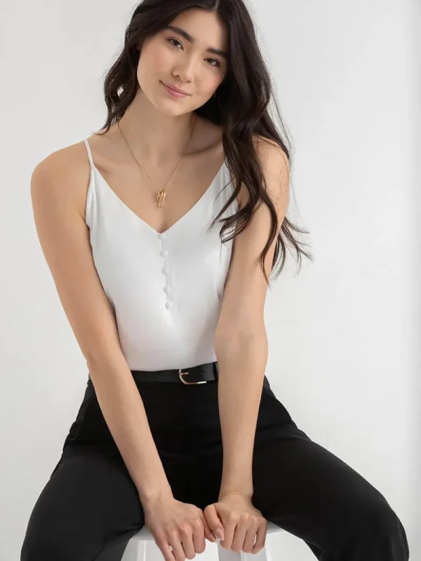 Ricki's Tees & Tanks*Sadie Strappy V-Neck Tank with Button