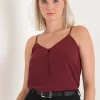 Ricki's Tees & Tanks*Sadie Strappy V-Neck Tank with Button