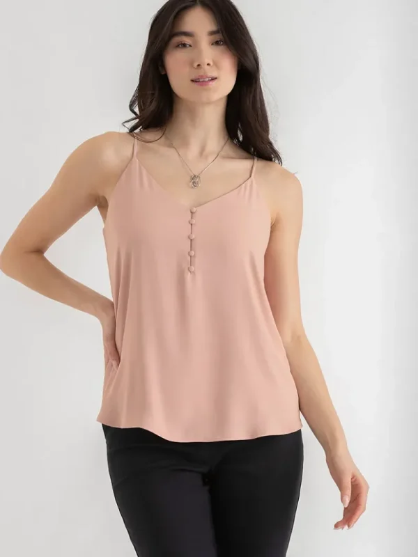 Ricki's Tees & Tanks*Sadie Strappy V-Neck Tank with Button