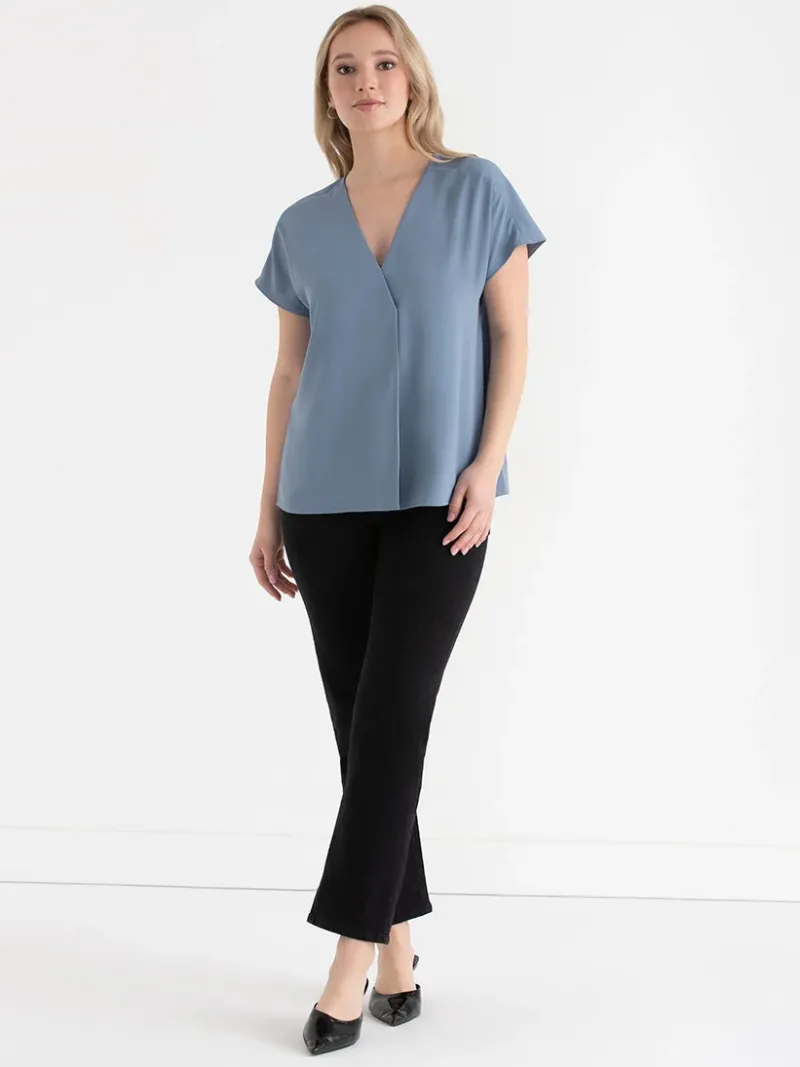 short_sleeve_blouse_with__0-4.webp Ricki's Tees & Tanks*Short Sleeve Blouse with Center Pleat