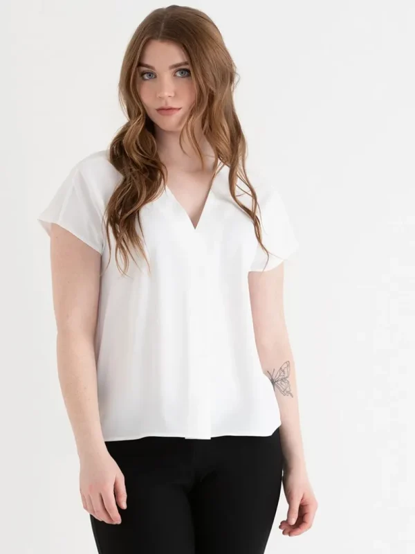 Ricki's Tees & Tanks*Short Sleeve Blouse with Center Pleat