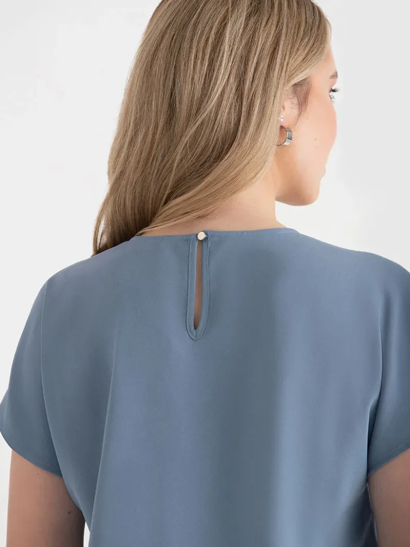 short_sleeve_blouse_with__2-4.webp Ricki's Tees & Tanks*Short Sleeve Blouse with Center Pleat