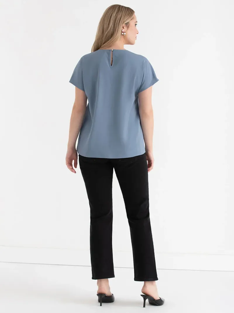 short_sleeve_blouse_with__3-4.webp Ricki's Tees & Tanks*Short Sleeve Blouse with Center Pleat