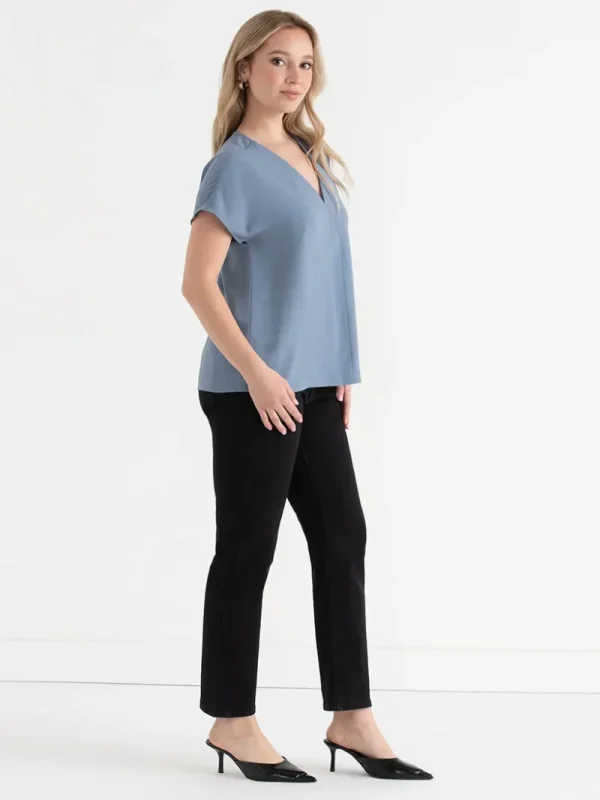 Ricki's Tees & Tanks*Short Sleeve Blouse with Center Pleat
