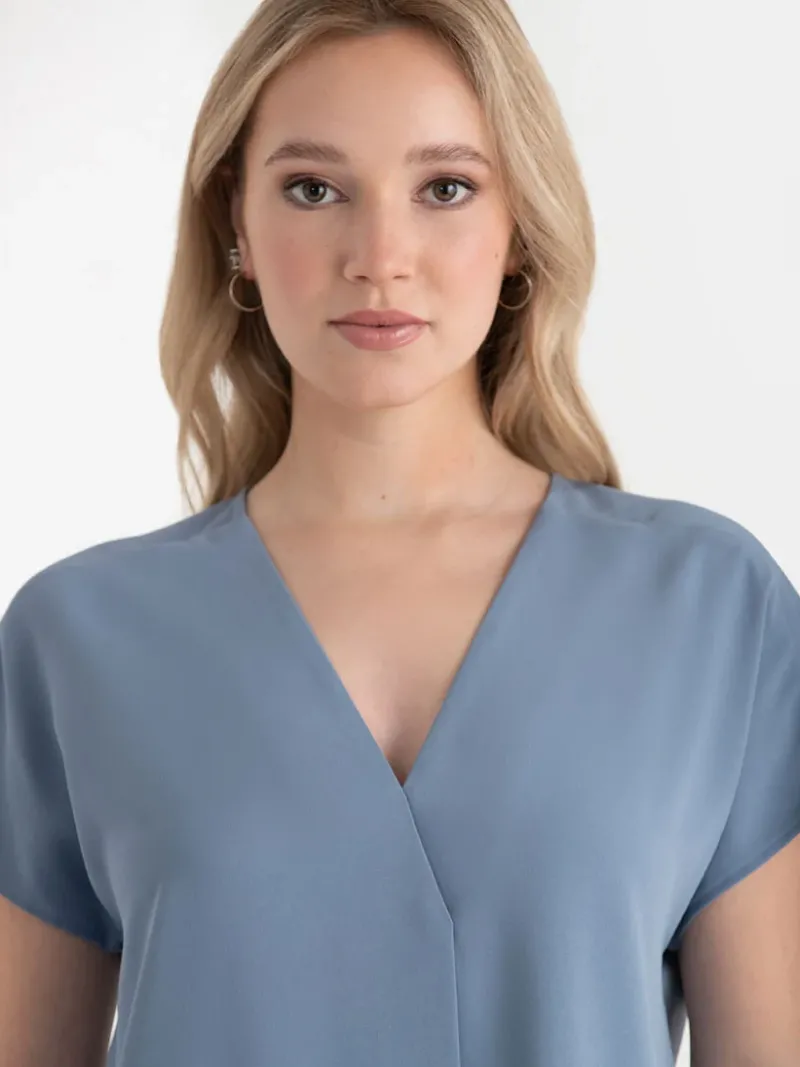 short_sleeve_blouse_with__5-4.webp Ricki's Tees & Tanks*Short Sleeve Blouse with Center Pleat