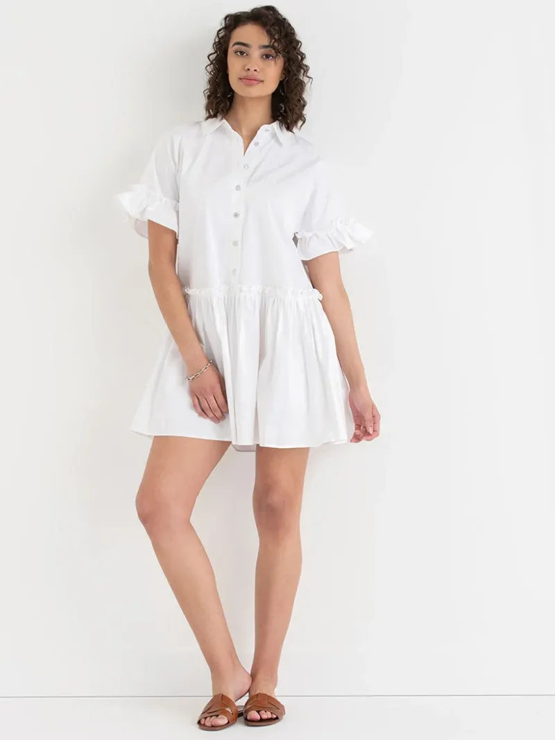 short_sleeve_luxe_poplin__0.webp Ricki's Short & Mini Dresses*Short Sleeve Luxe Poplin Dress with Ruffles