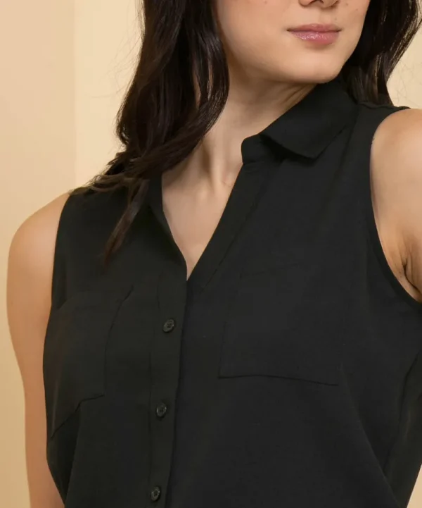 Ricki's Shirts & Blouses*Sleeveless Collared Shirt