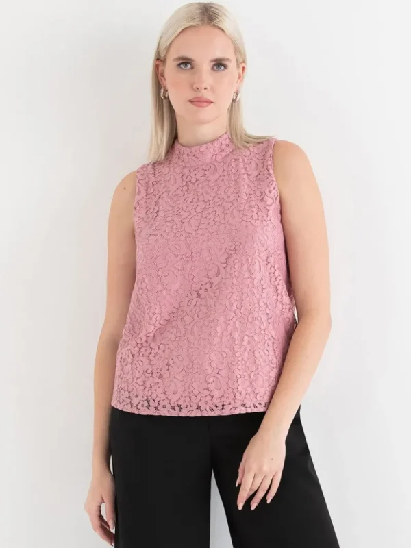 Ricki's Shirts & Blouses*Sleeveless Mock Neck Lace Blouse