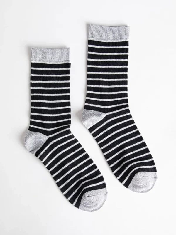 Ricki's Socks*Striped Crew Socks with Gold Shimmer