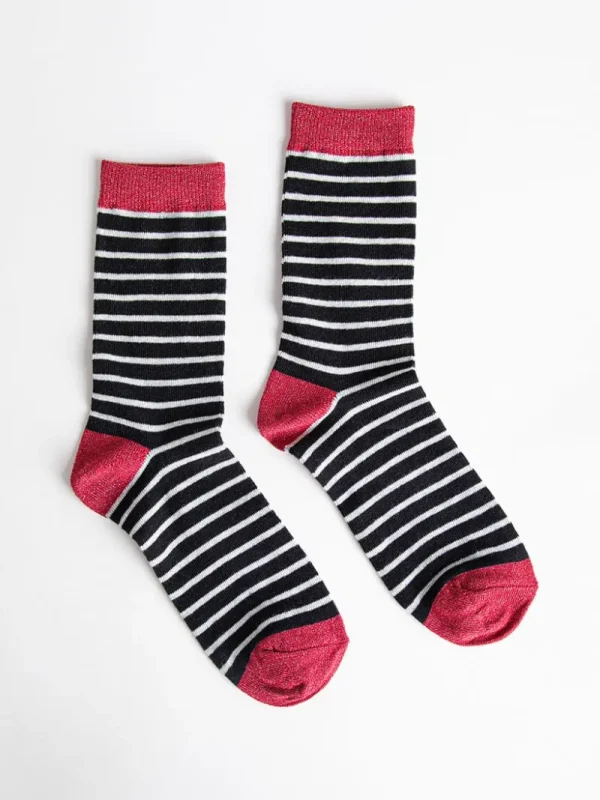 Ricki's Socks*Striped Crew Socks with Gold Shimmer