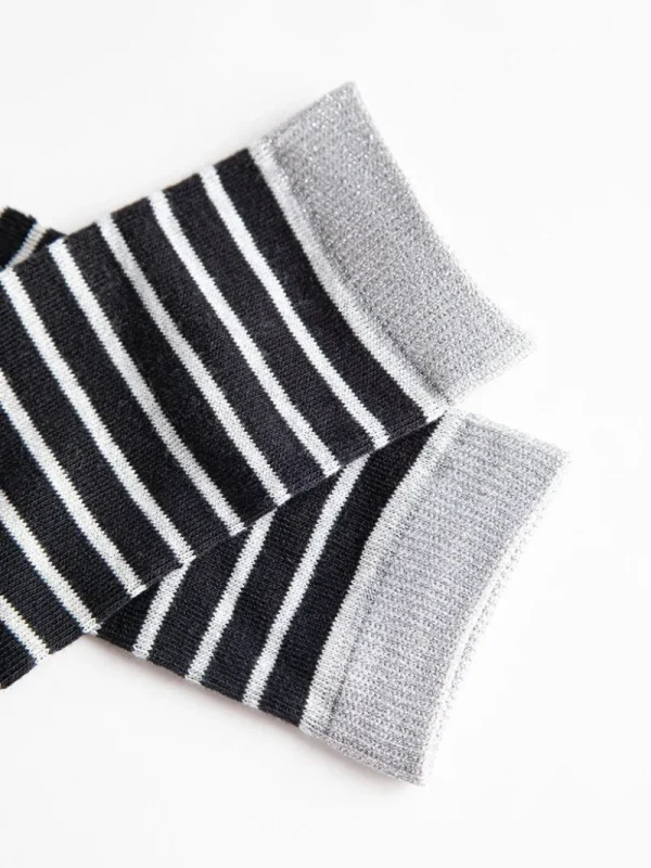 Ricki's Socks*Striped Crew Socks with Gold Shimmer