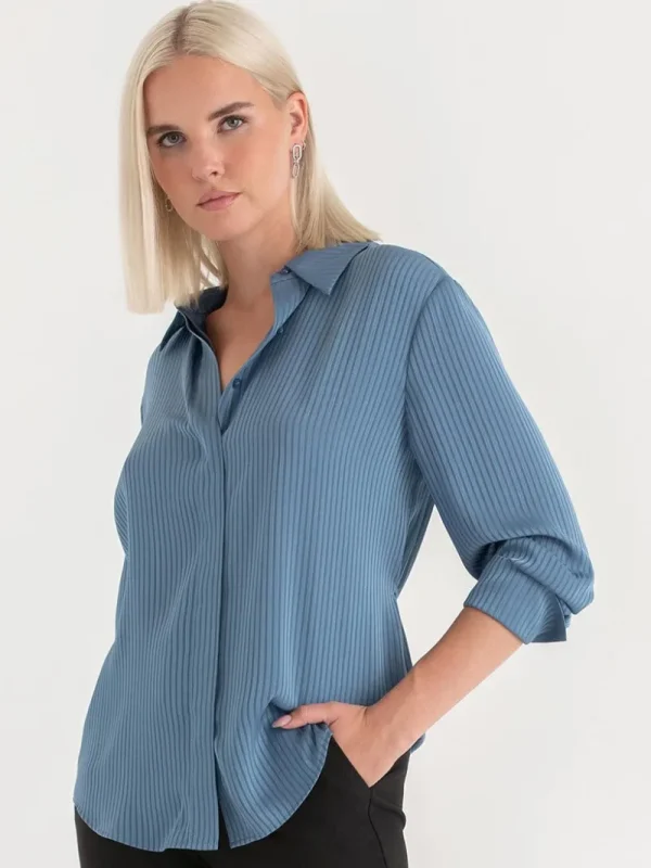 Ricki's Shirts & Blouses*Striped Waist Tie Collared Blouse