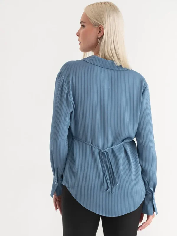 Ricki's Shirts & Blouses*Striped Waist Tie Collared Blouse