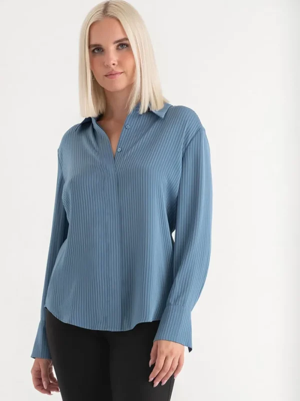 Ricki's Shirts & Blouses*Striped Waist Tie Collared Blouse