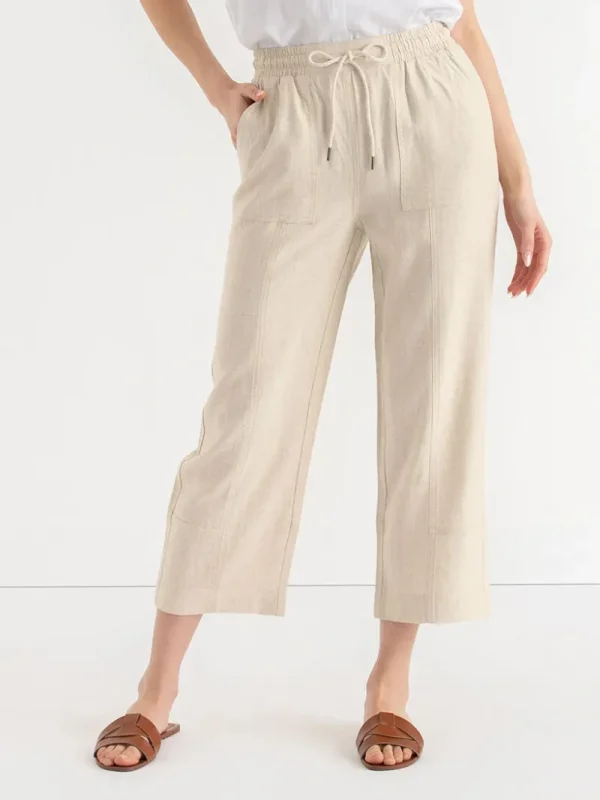 Ricki's Pants*Viscose Linen Pull-On Cropped Pant