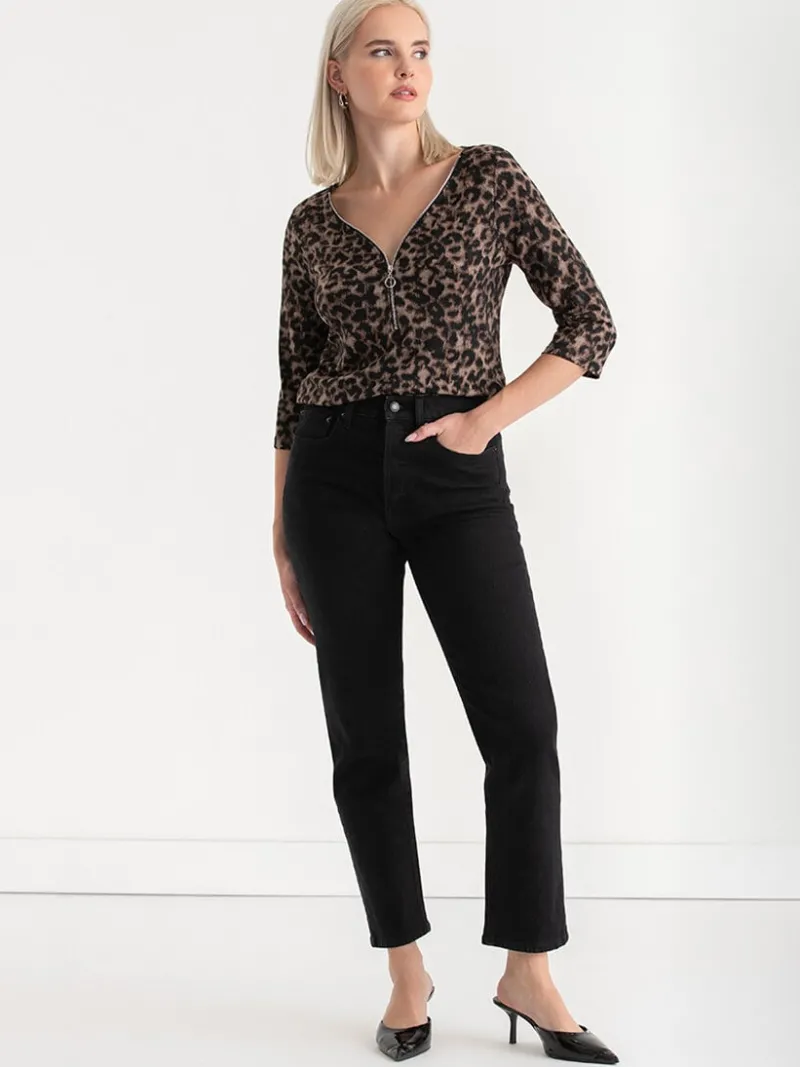 vneck_zipper__sleeve_top_1-1.webp Ricki's Shirts & Blouses*V-Neck Zipper 3/4 Sleeve Top